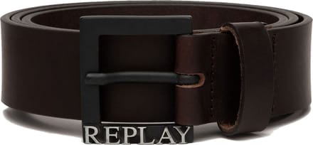 REPLAY Leren Riem Leather Belt W95 Brown Three Donkerbruin