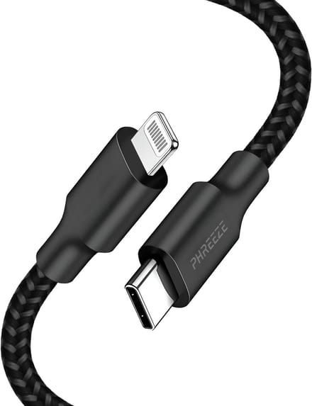 Oplaadkabel geschikt voor usb C naar Lightning - 1 meter - Stevig nylon - Zwart - Phreeze
