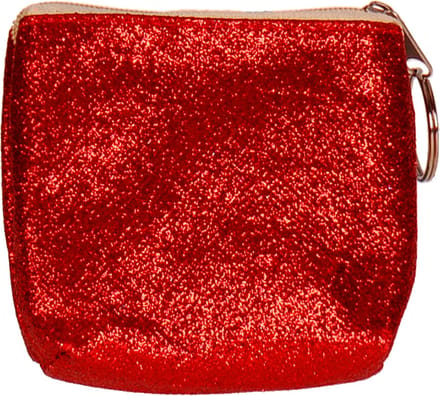 Portemonneetje rits glitters rood - 9x10cm