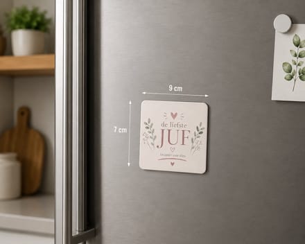 Koelkastmagneet MDF De Liefste Juf – Magneet 9x7 cm – Bedankje voor Juf – Cadeau Einde Schooljaar