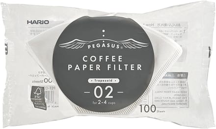 HARIO Pegasus Filterpapier - 02 Size - #1 - 100 Stuks - Wit - Koffiefilter