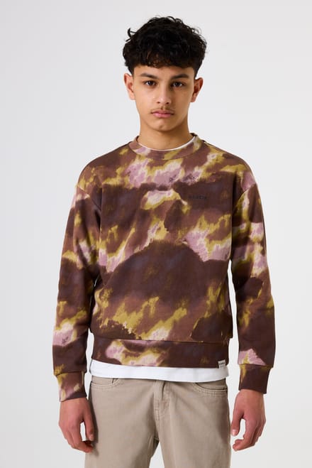 GARCIA Jongens Print Sweater Bruin Lange mouw