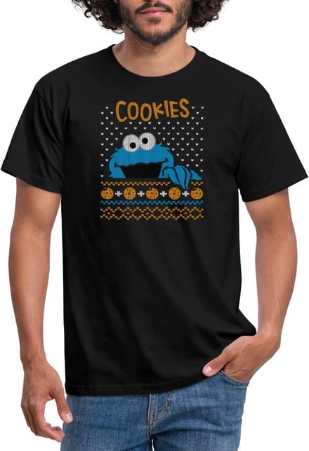 Sesamstraat Koekiemonster Cookies Lelijk Kerst T-Shirt Heren