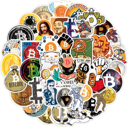 *** 50x Crypto Stickers Mix Pack - o.a. Laptopstickers - Perfect voor Fiets, Step, Laptop, Skateboard en Koffer van Heble® ***
