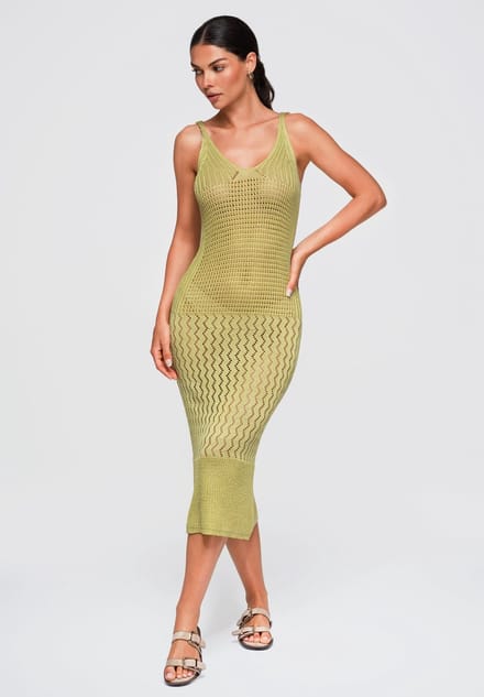 LARICA Jurk - Viscose - Mouwloos - Geen Sluiting Groen ONESIZE