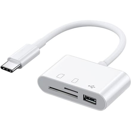 3-in-1 Type-C Hub Type-C naar USB2.0 + SD +TF-adapter voor Type-C-apparaten OTG-geheugenkaartlezer voor wit