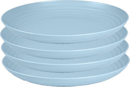 PlasticForte Rond bord/camping bord - 4x - D25 cm - ijsblauw - kunststof