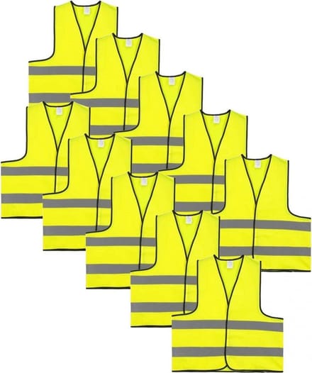Veiligheidshesje - Veiligheidsvest - Volwassene - Geel - 10 stuks