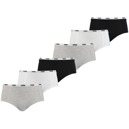 Puma Mini Short Dames Zwart/Wit/Grijs 6-Pack -M