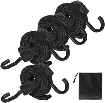 Set van 4 Verstelbare Spanbanden met Haken, 100 cm Elastisch Bagageriemen voor Dakkoffer en Fiets