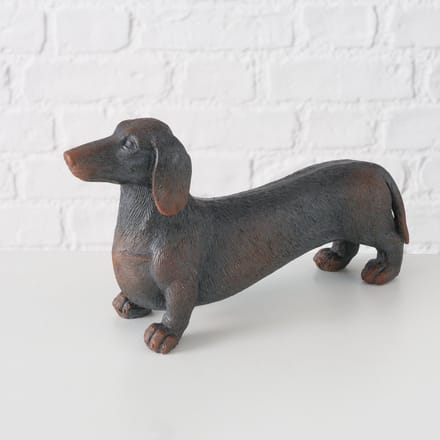 Teckel - Hond - Beeld - Boltze - Polyresin - 22x7x13cm - Bruin