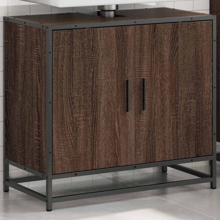vidaXL - Wastafelkast - 65x33x60 - cm - bewerkt - hout - bruin - eikenkleur