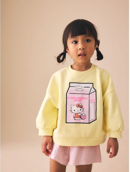 Next - Meisjes - Set van sweatshirt met ronde hals en short - Geel