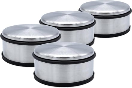 Deurstopper Set - Deur Buffer - Deuren Beschermen - Zware Roestvrij Staal - 4 stuks - Zilver
