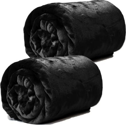 Plaids/dekens - fleece - 2 stuks - zwart - polyester - 130 x 180 cm