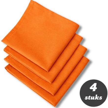 Tavas Servetten - 30 x 30 cm - Set van 4 stuks - Oranje - Katoen