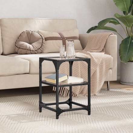vidaXL - Salontafel - met - transparant - glazen - blad - 30x30x45 - cm - staal