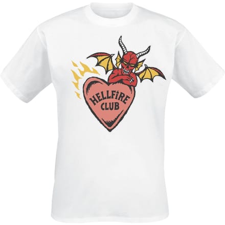 Stranger Things T-shirt - Hellfire Club - Heart - M tot XXL - wit