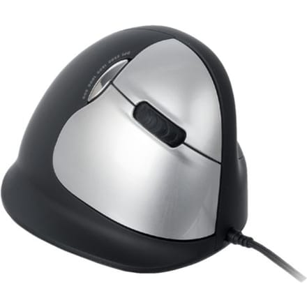 R-GO Tools RGOHELA Ergonomische muis USB Optisch Zwart, Zilver 4 Toetsen 3500 dpi Ergonomisch