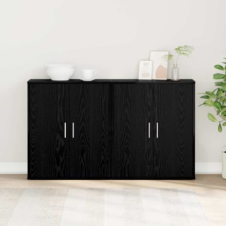 vidaXL - Dressoir - 2 - st - Zwart - Eiken - 60 - x - 31 - x - 70 - cm - Bewerkt - hout