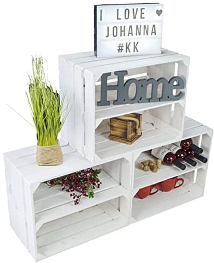 Set van 3 Witte Houten Fruitkisten - Ideaal als Tafel en Opbergkist