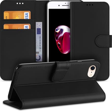 Bookcase iPhone SE 2020 | iPhone SE 2022 Hoesje Zwart met Pasjeshouder