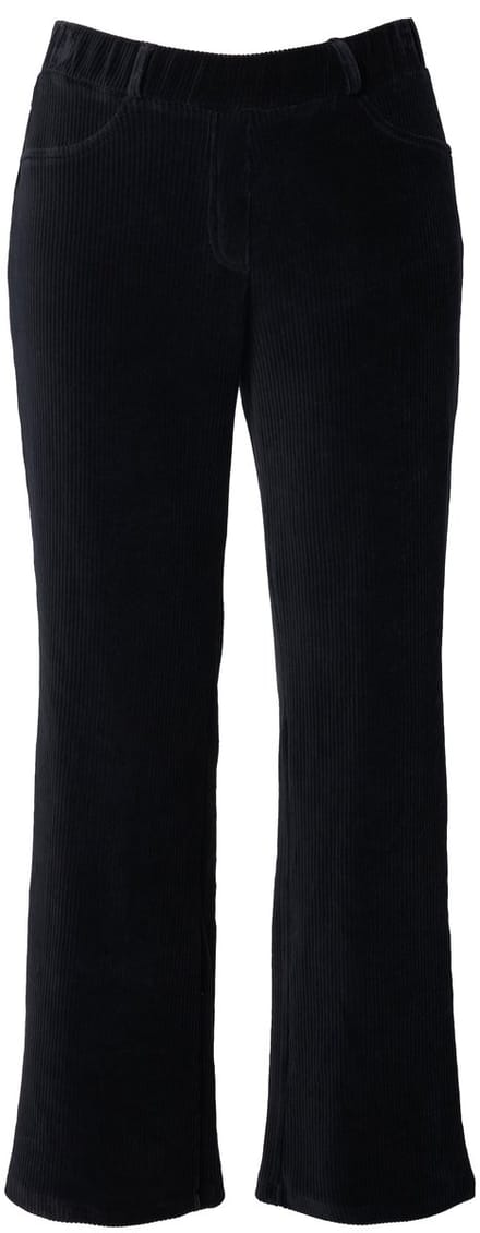 Ulla Popken - Dames - Corduroy instapbroek Mary elastische tailleband - Zwart - Maat 50