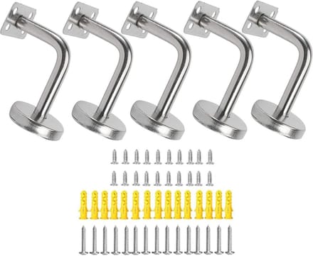 5 stuks roestvrijstalen leuningdragers voor wandbevestiging – 60 x 80 mm