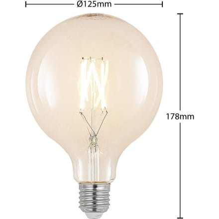 Arcchio LED lamp G125 E27, 6 W, 2.700 K, heldere filament lamp, dimbaar