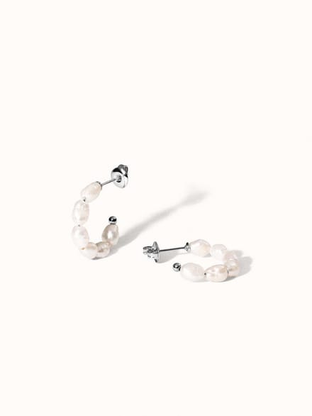 PURELEI Organic Pearl Perlenohrringe Silver Größe: OS | Ohrringe Outlet | Damen | Weiß