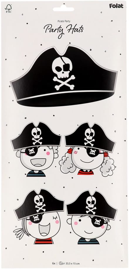 Piratenhoeden - Pirate Party - 33,5 x 15 cm - 6 stuks