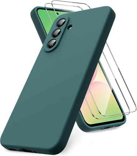 Liquid Silicone Case met 2x Screenprotector - Groen - Shockproof Hoesjes Geschikt voor: Samsung Galaxy A56