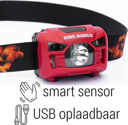LED Hoofdlamp - Oplaadbaar - Rood - Waterdicht - King Mungo KMHL010