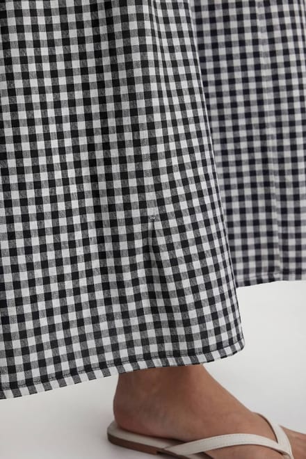boohoo Dames Gingham Poplin Maxi Rok | Zwart | Maat: 36