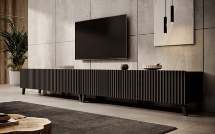Meubella - TV-Meubel Pepinos 2 - Mat zwart - 300 cm