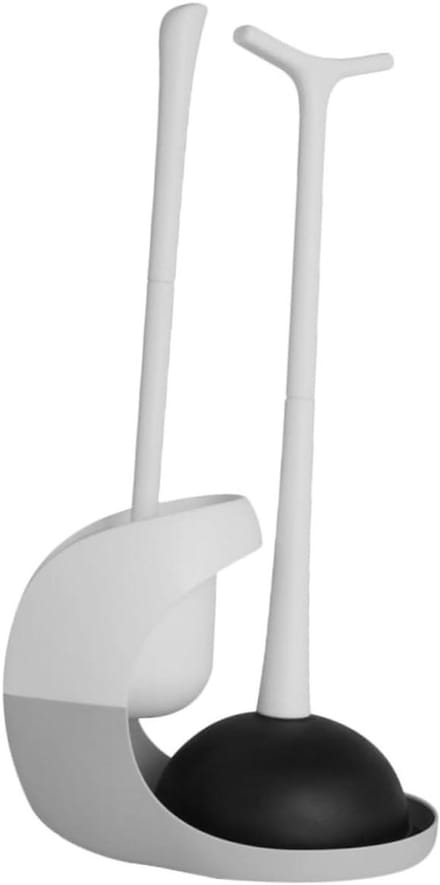 Toiletset Plunjer - Reinigingsset - Badkamer Reinigen - Stabiele Basis - 44 cm Hoogte - Wit