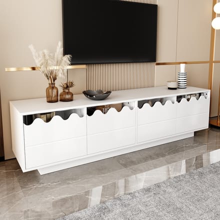Sweiko TV-kast - Deuren met golfpatroon - 170 x 40 x 45 cm - Wit