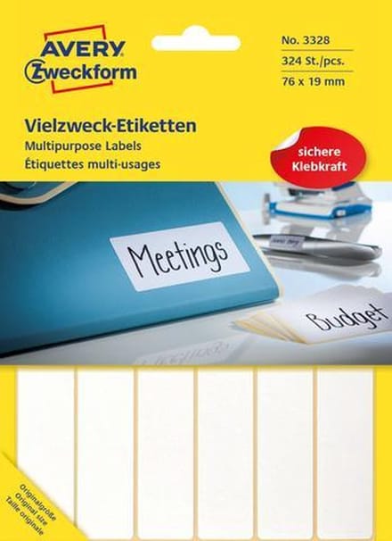 Avery Etiketten Zweckform 76 X 19 Mm Papier Wit 324 Stuks