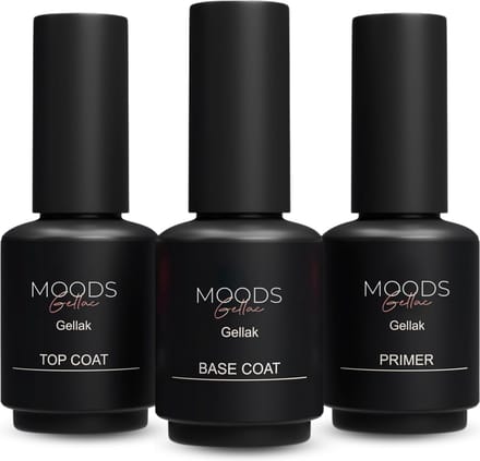 Moods Gellac Starterspakket - Primer - Base Coat - Top Coat - 8ML - Gellak - BIAB - Polygel - LED Lamp Nagellak