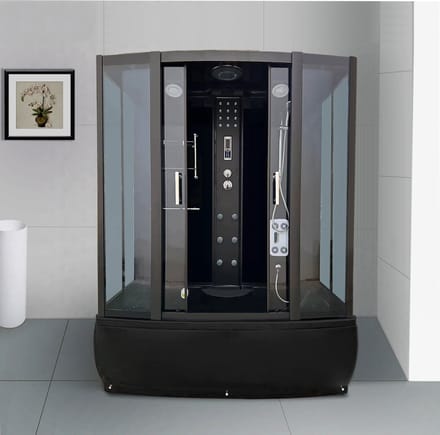 Stoomcabine met massagbad - 170x85x220cm - zwart bad + zwarte cabine