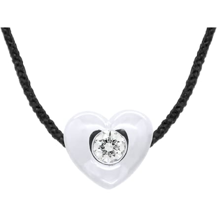 Diamond Necklace COEUR 0.050 CTS Nylon Black 925