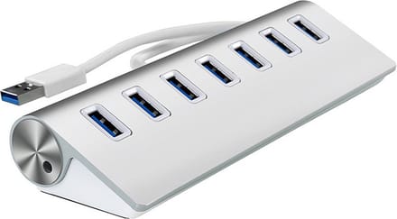 DrPhone Xtreme5 USB 3.0 Hub – 7 Poorten – 5 Gbps – Aluminium USB-A Splitter voor Laptop & PC – Zilver