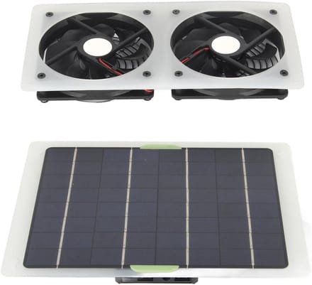 Zonnepaneel Ventilatorkit - Solar Fan Set - Temperatuur Reguleren - Waterdicht Ontwerp - 46 x 21 x 4 cm - Zwart