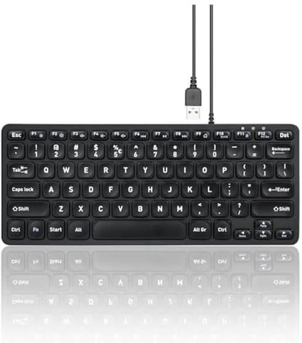 Perixx PERIBOARD-432 Wired Mini USB Keyboard - X Type Scissor Keys - Large Print Keys - US English