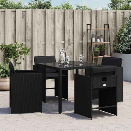 vidaXL - Tuinstoelen - 4 - st - met - kussens - poly - rattan - zwart