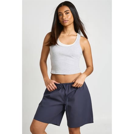 boohoo Dames Katoenen Poplin Bermuda Short | Navy | Maat: 6