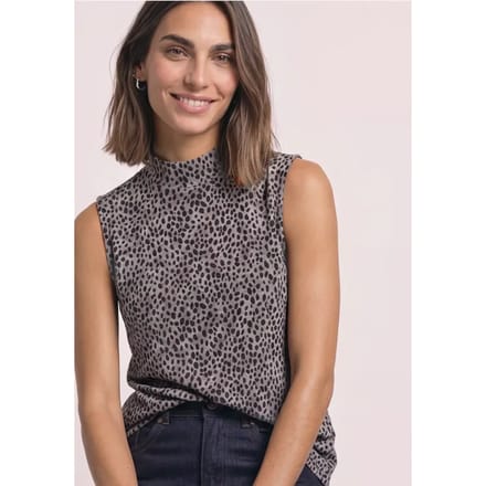 Mesh-top met col en print