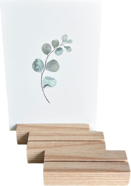 Kaarthouder blokje van hout [Set van 3 stuks] - Fotohouder - Blank - 8,5 cm