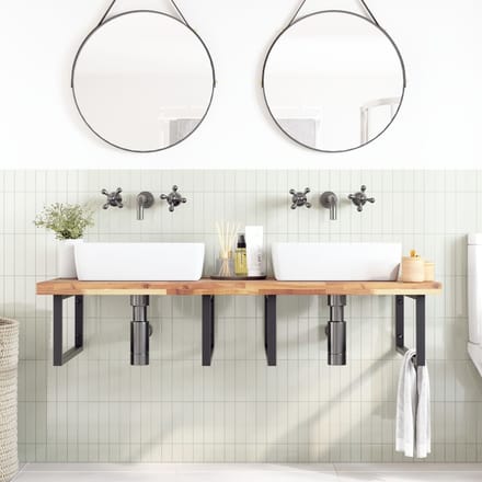 vidaXL - Wastafelblad - 140x60x4 - cm - onbehandeld - massief - acaciahout