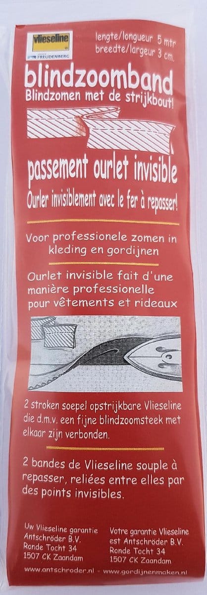 Vlieseline - Blindzoomband 3cm - Wit - 5mtr